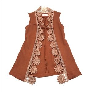 Vintage boho long tie front vest from Japan